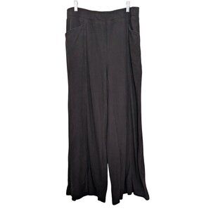 Wilt Wide Leg Pull On Pants Womens Size Large Black 100% Cotton Elastic Waist